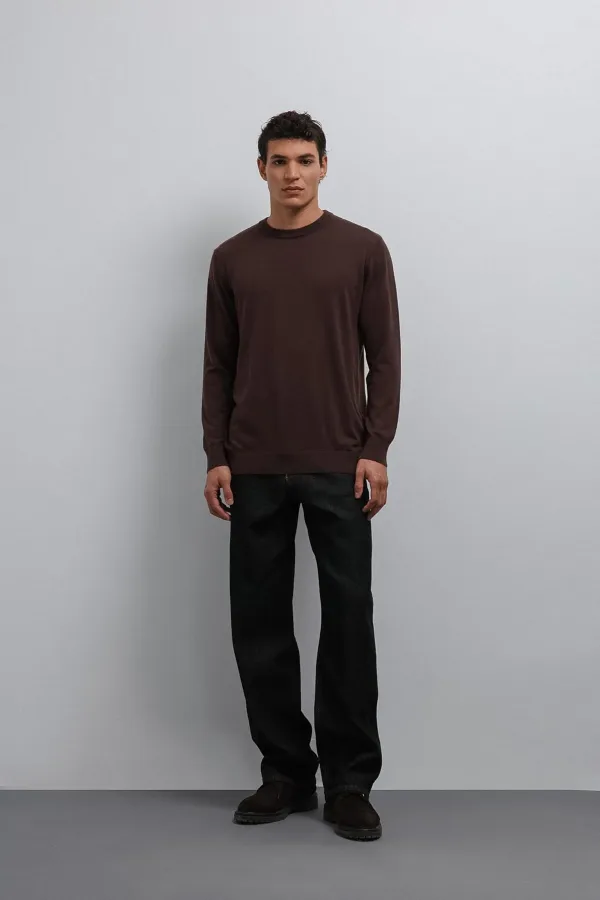 Antioch Kahve Yumuşak Dokulu Basic Erkek Kazak