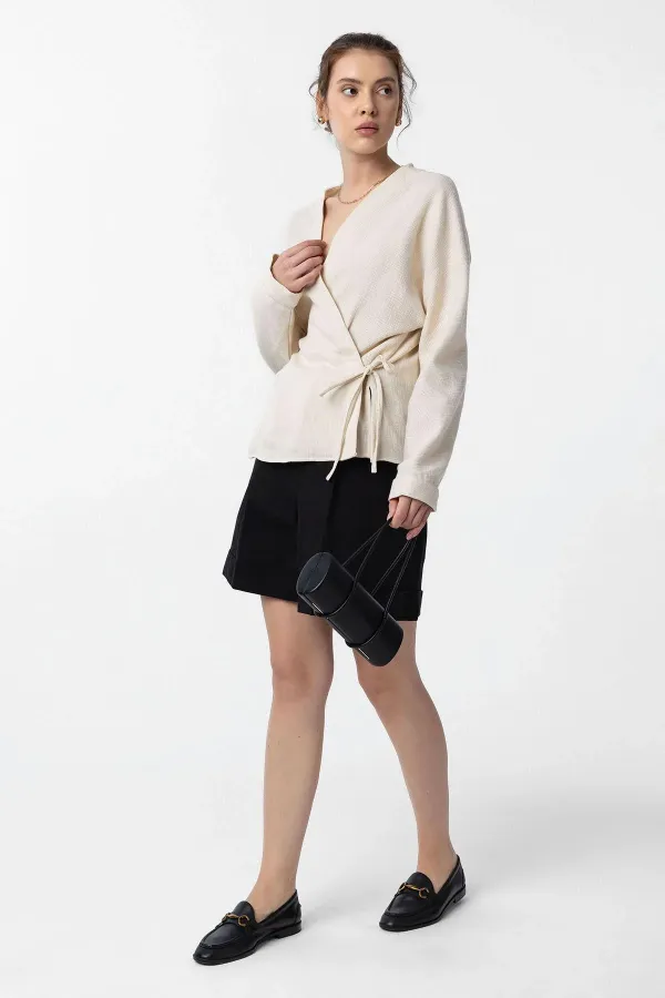 Chemise kimono blanche à nouer Antioch pour femme