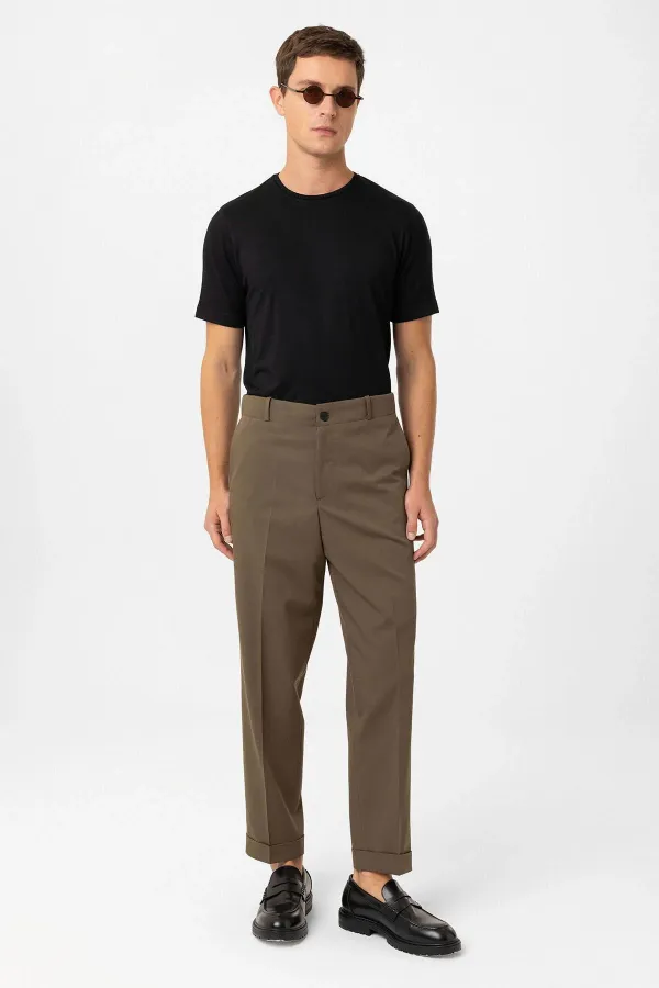 Antioch Khaki High Waist Straight Fit Men's Trousers