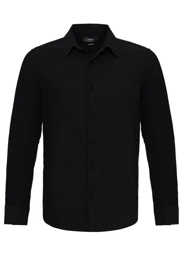Chemise à manches longues noire Antioch pour homme