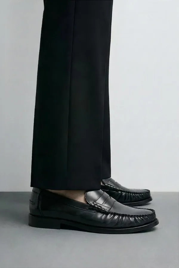 Mocassins en cuir à brides noires Antioch