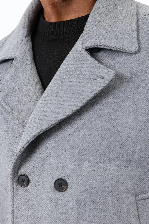 Antioch Gri Kruvaze Kapama Kısa Erkek Kaban