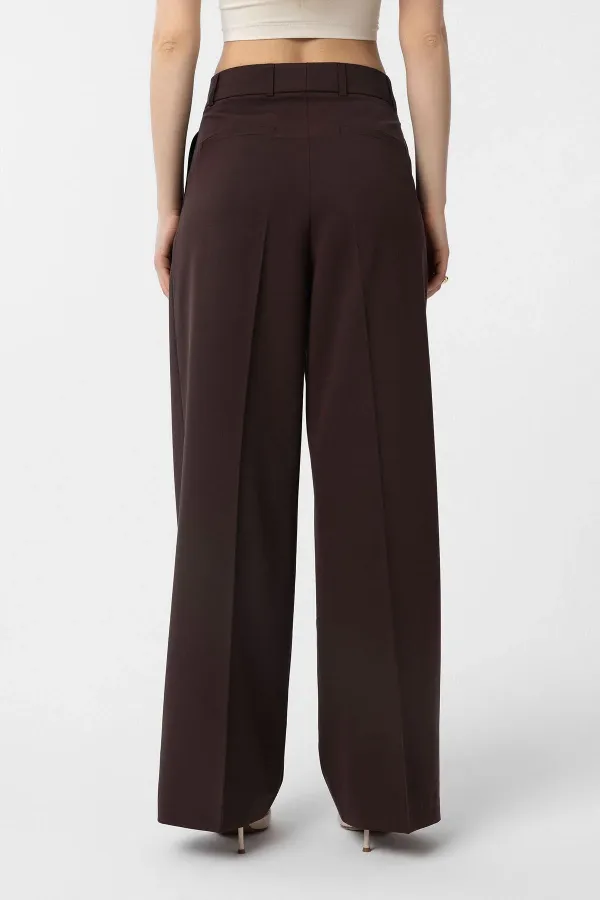 Antioch Coffee Pleated Women's Trousers
