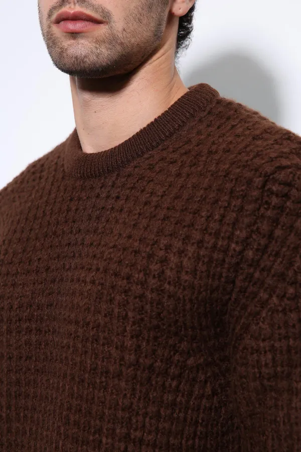 Antioch Coffee Knit Textured Men's Sweater