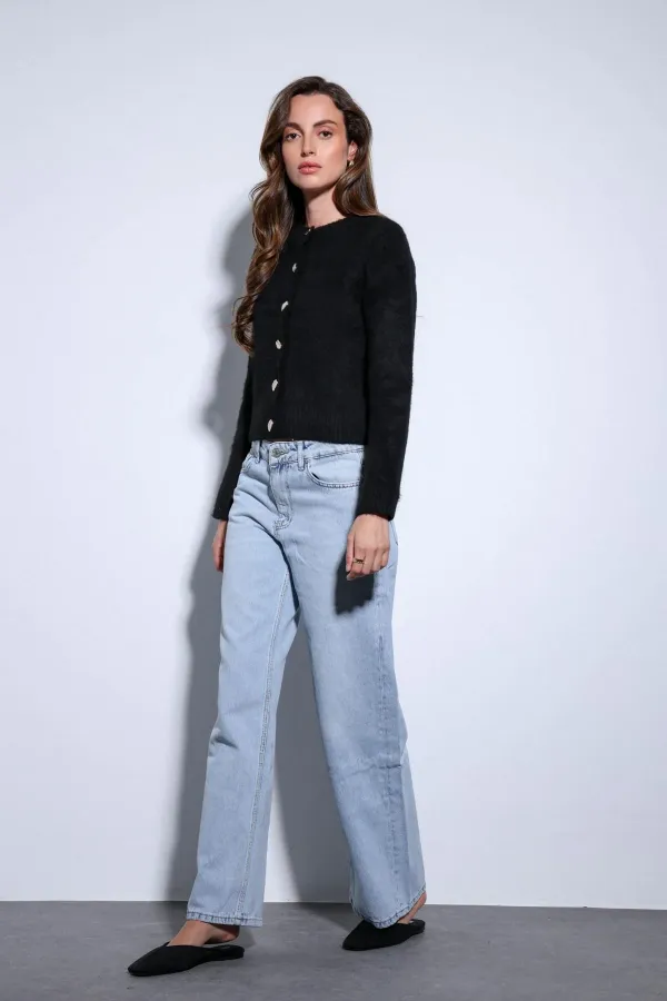 Antioch Black Soft Textured Women's Cardigan