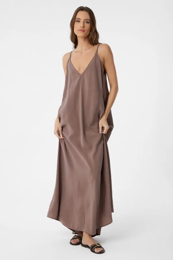 Antioch Coffee Strappy Modal Long Women's Dress