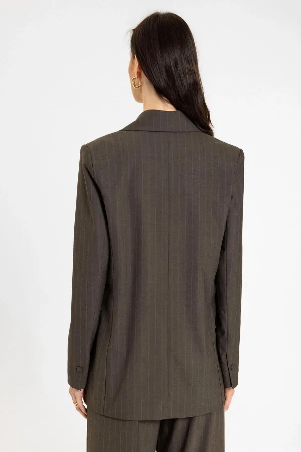 Veste blazer rayée à un bouton pour femme Antioch Coffee