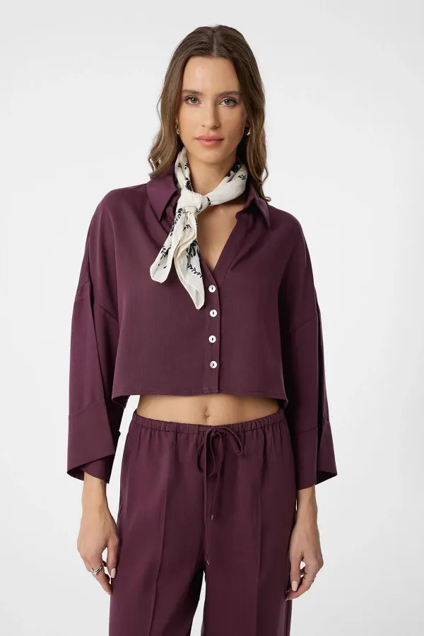 Antioch Burgundy Crop Women's Shirt