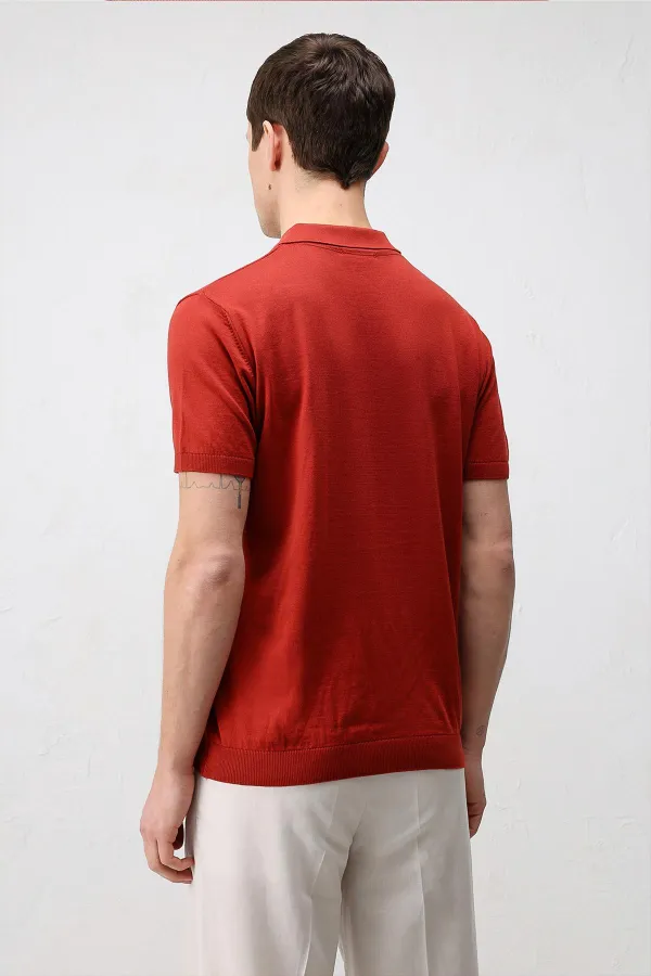 T-shirt en maille pour homme Antioch Red Comfort Slim à col polo
