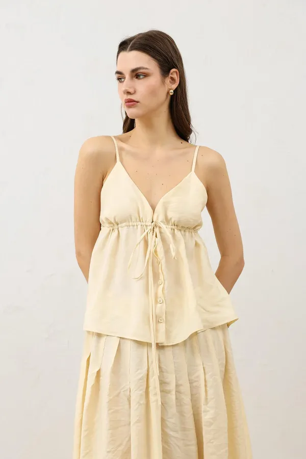 Antioch Yellow Gathered Women's Top