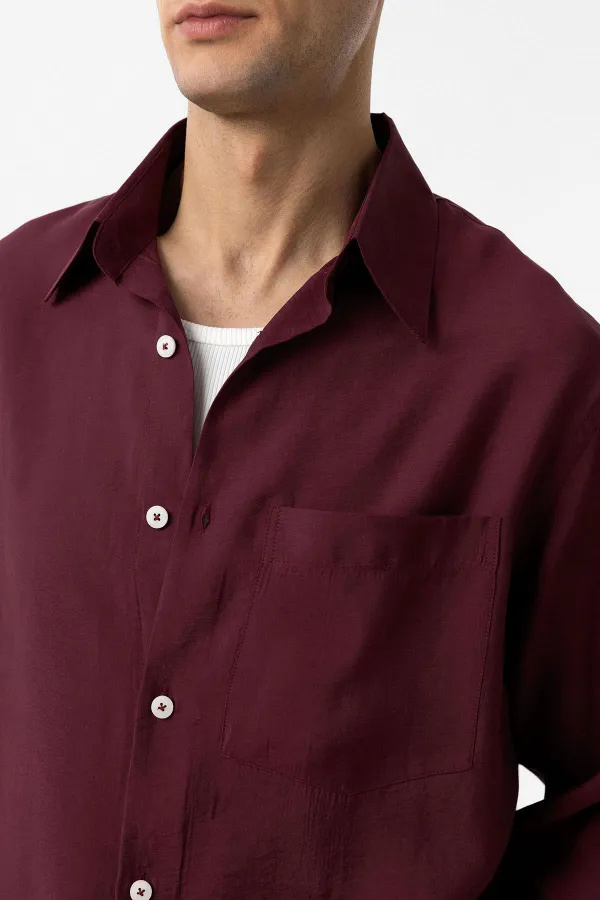 Antioch Bordo Modal Kumaş Relax Fit Erkek Gömlek