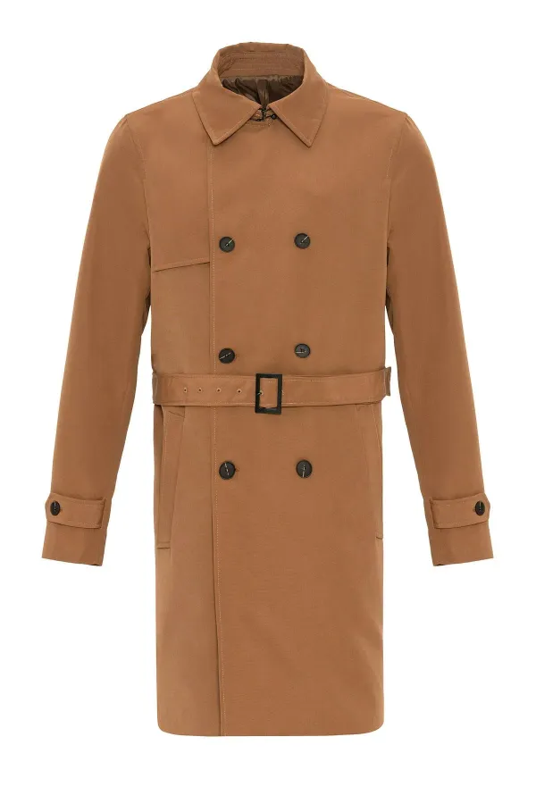 Trench-coat croisé à ceinture couleur fauve Antioch