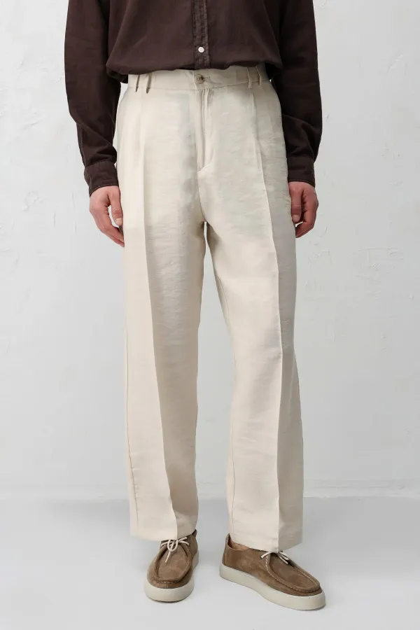 Pantalon homme Antioch Stone Lyocell coupe décontractée à plis