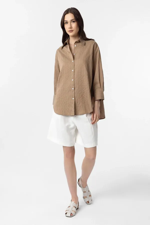 Antioch Camel Striped Women's Shirt