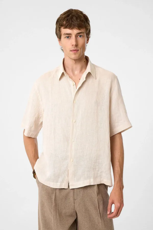 Antioch Beige 100% Linen Relaxed Men's Shirt