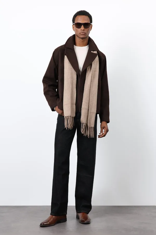 Antioch Coffee Double-Breasted Short Men's Coat