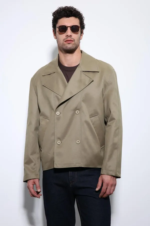 Antioch Haki Crop Fit Erkek Trençkot Antioch Haki Crop Fit Erkek Trençkot