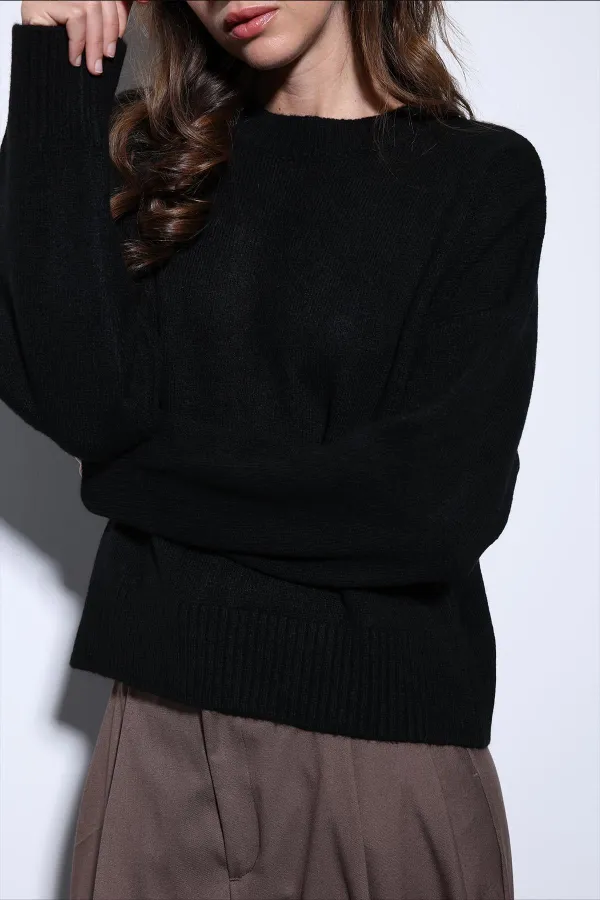 Antioch Siyah Yün Karışımlı Kadın Kazak