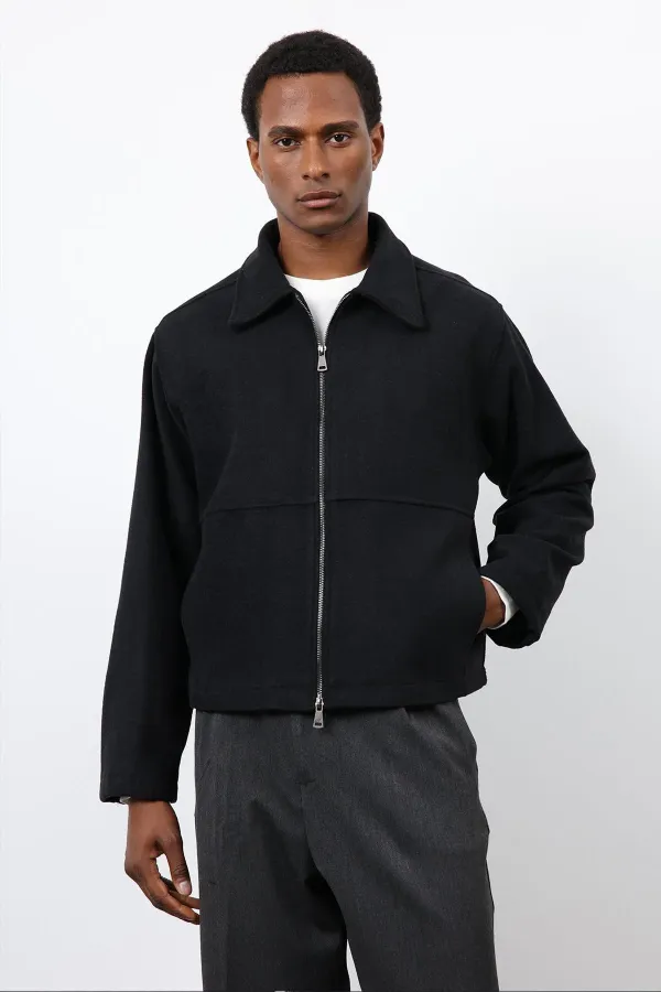 Antioch Siyah Regular Fit Dokulu Erkek Mont