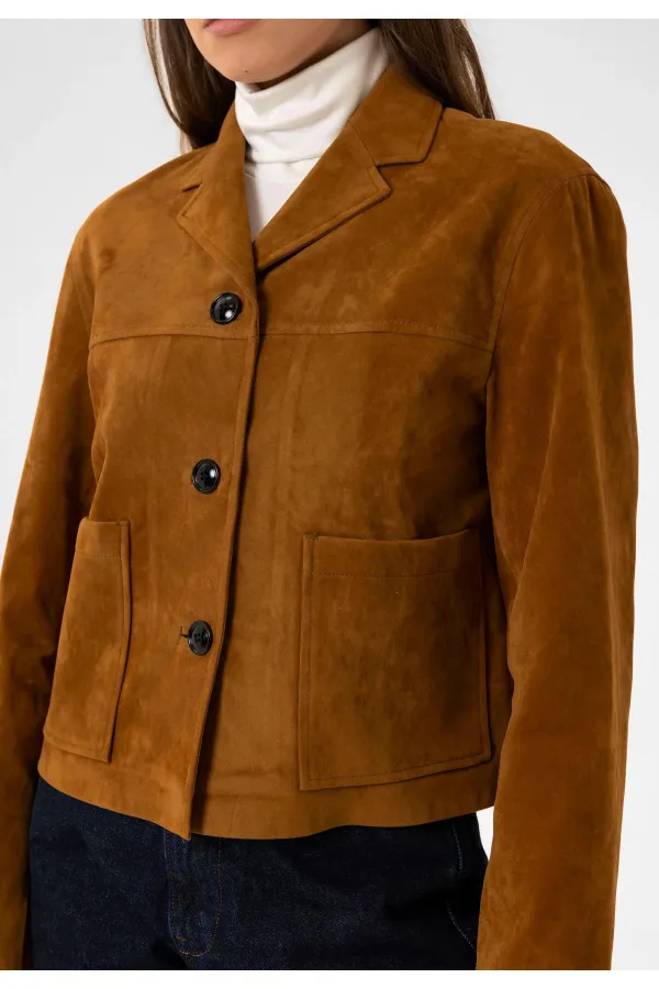Antioch Tan Women's Faux Suede Crop Jacket