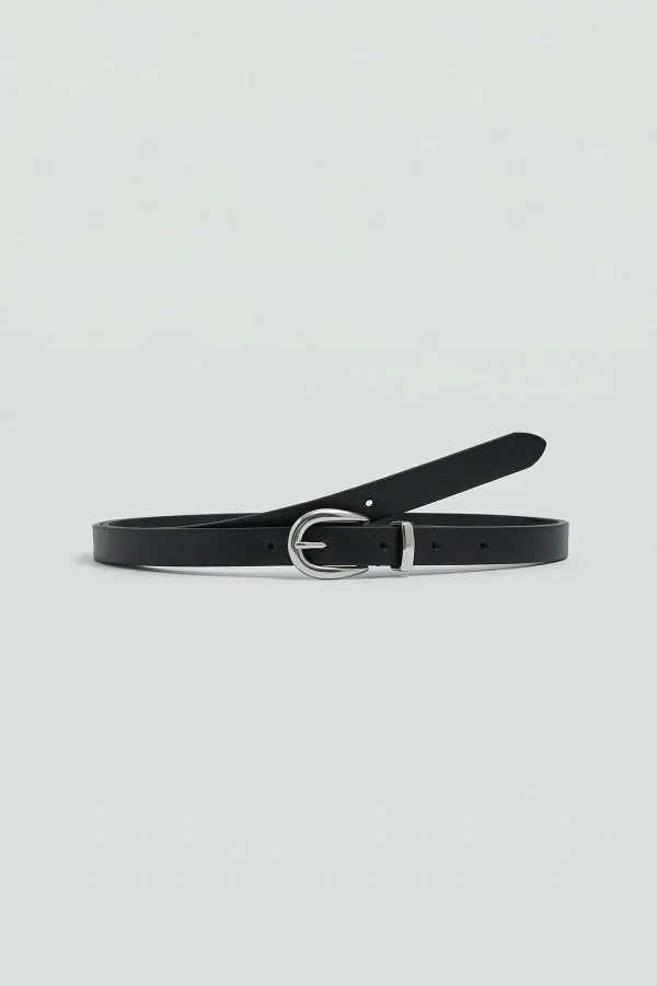 Antioch Black Faux Leather Thin Women's Belt