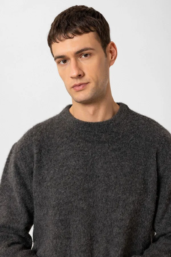 Antioch Antrasit Yün Görünümlü Erkek Kazak