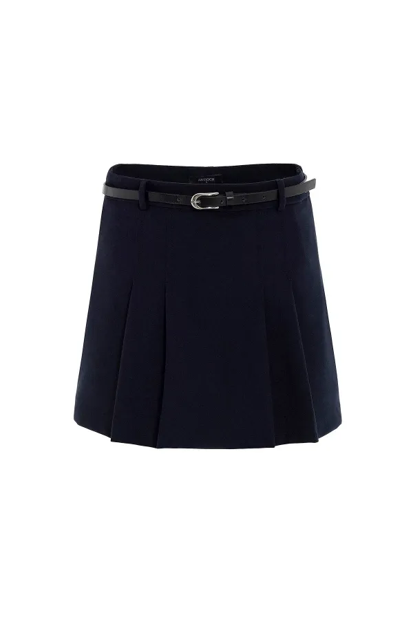 Mini-jupe plissée bleu marine Antioch pour femme