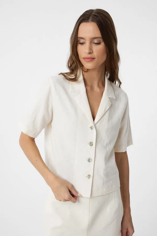 Antioch Ekru Gömlek Şort Kadın Takım