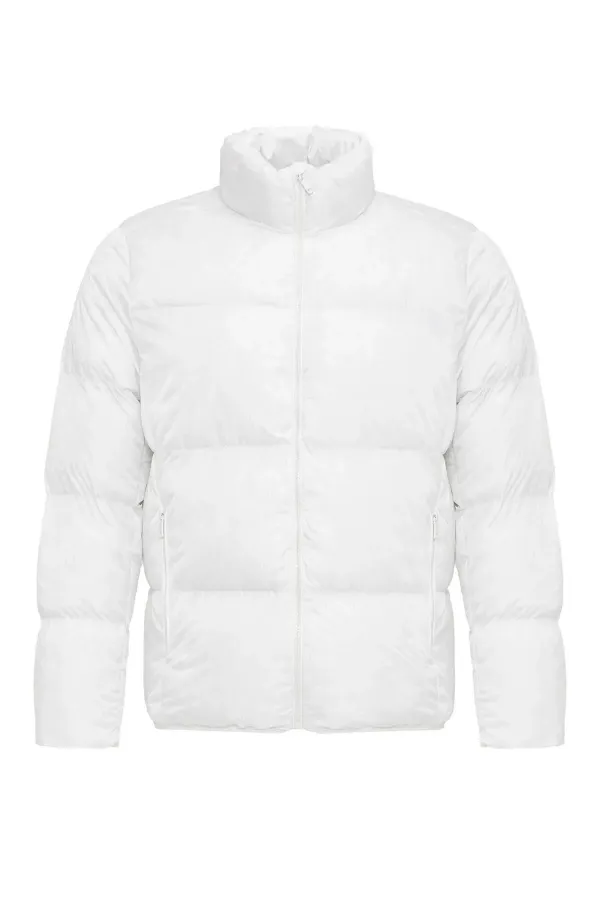 Antioch Beyaz Dik Yaka Kauçuk Şişme Mont