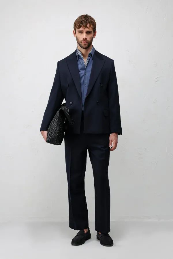 Veste blazer homme Antioch bleu marine clair, coupe décontractée, croisée