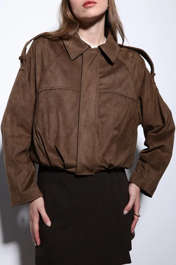 Antioch Taba Süet Görünümlü Bomber Kadın Mont