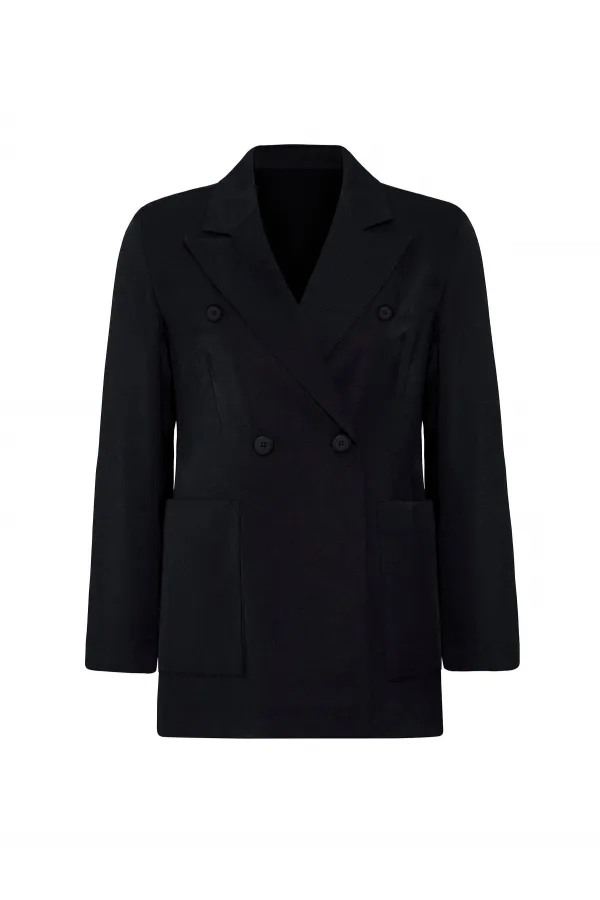 Antioch Siyah Kruvaze Kadın Blazer Ceket