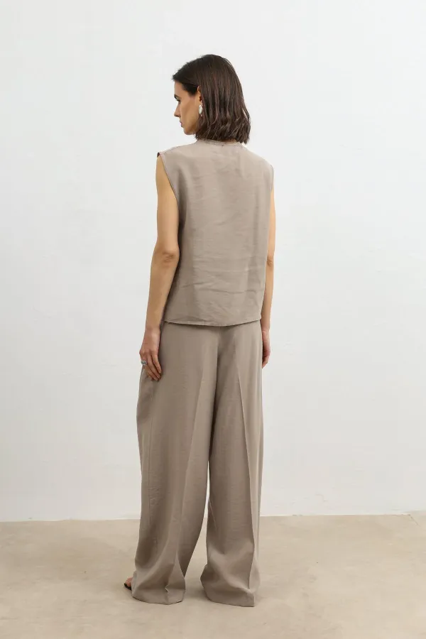 Haut boutonné pour femme en mélange de lyocell beige Antioch