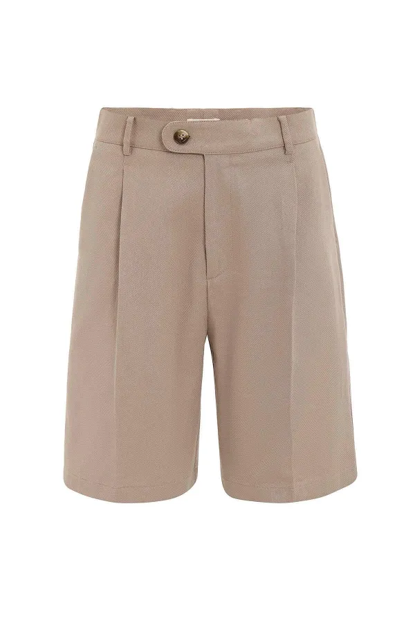 Short plissé beige taille haute pour homme Antioch