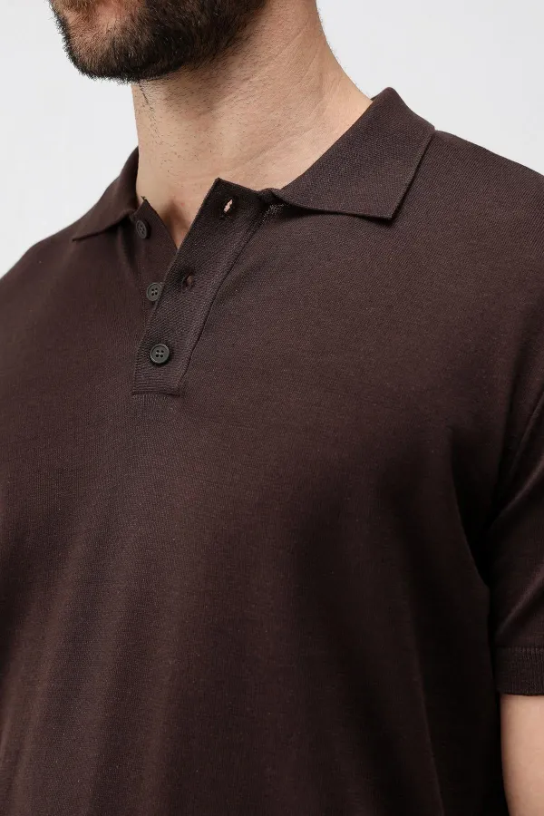 T-shirt en maille pour homme Antioch Coffee Comfort Slim à col polo