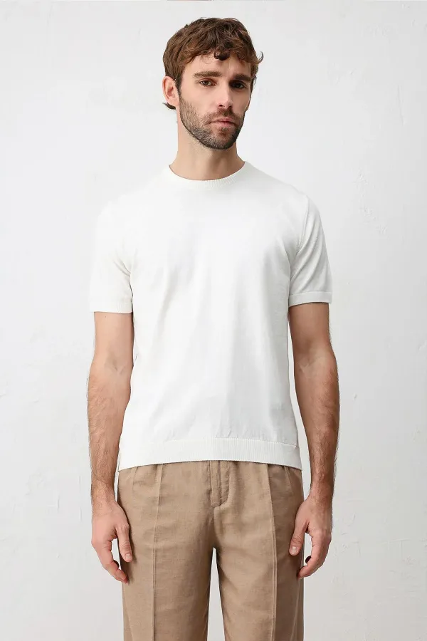 Antioch Ekru Comfort Slim Triko T-Shirt