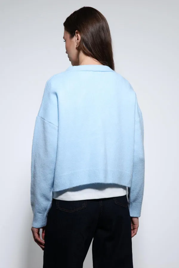 Antioch Mavi Yün Karışımlı Hırka