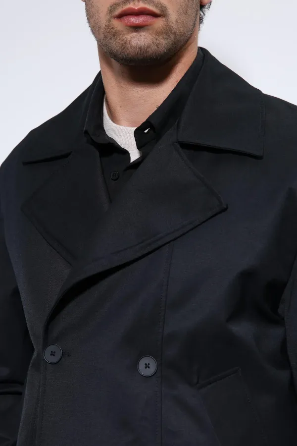 Antioch Siyah Crop Fit Erkek Trençkot Antioch Siyah Crop Fit Erkek Trençkot