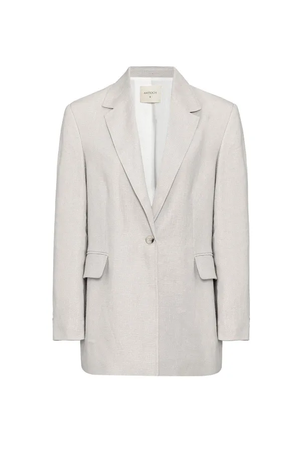 Antioch Beige 100% Linen Women's Blazer Jacket