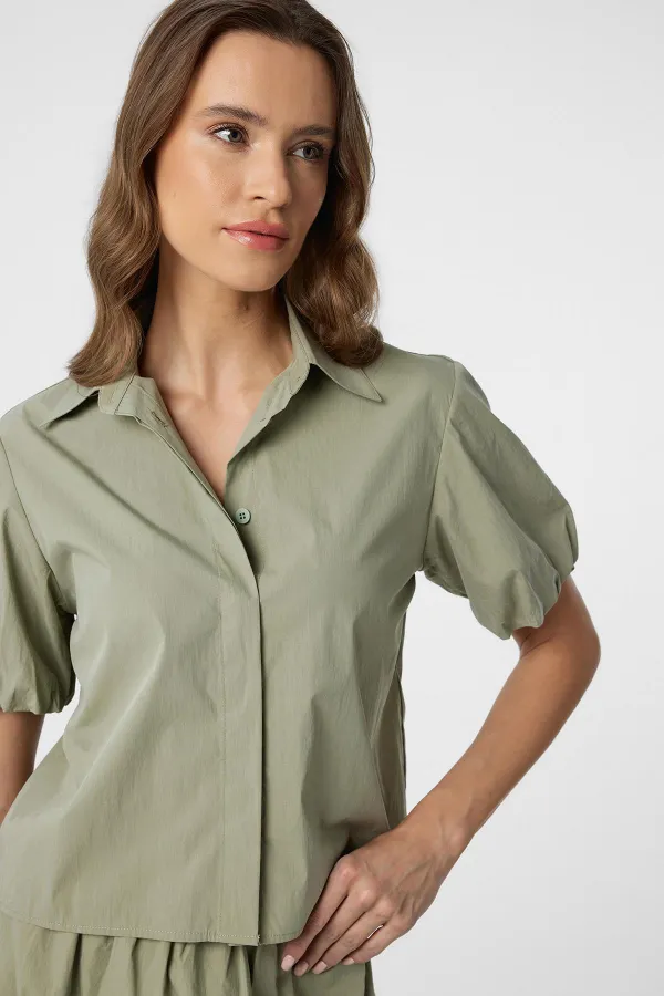 Chemise à manches ballon Antioch Green pour femmes