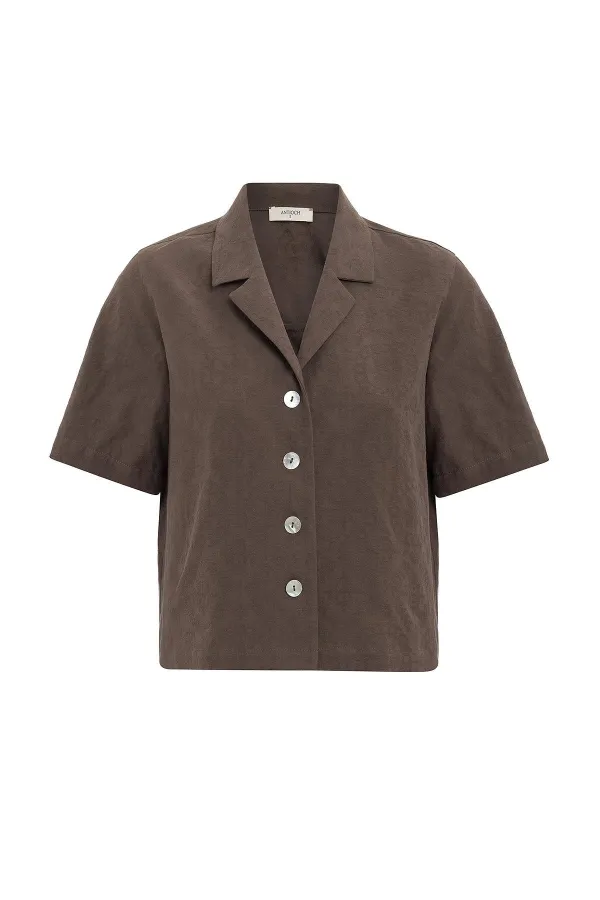 Antioch Kahve Gömlek Şort Kadın Takım