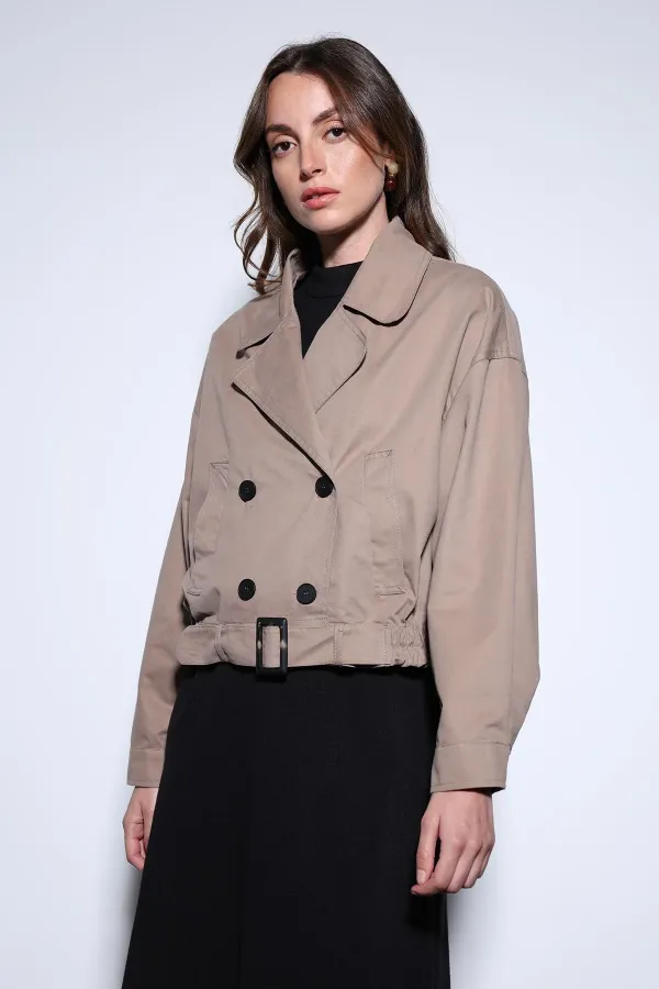 Trench-coat court croisé beige Antioch pour femme