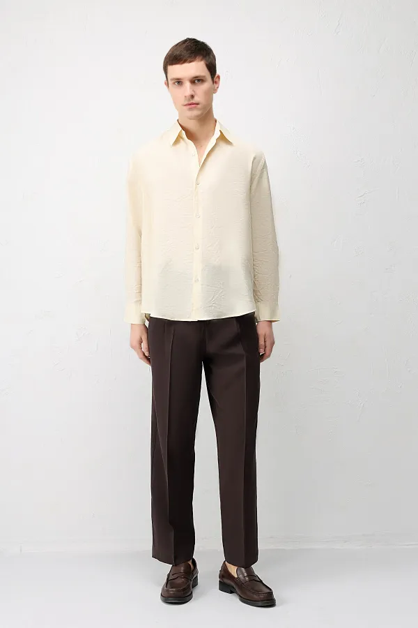 Chemise homme Antioch jaune en mélange modal coupe décontractée
