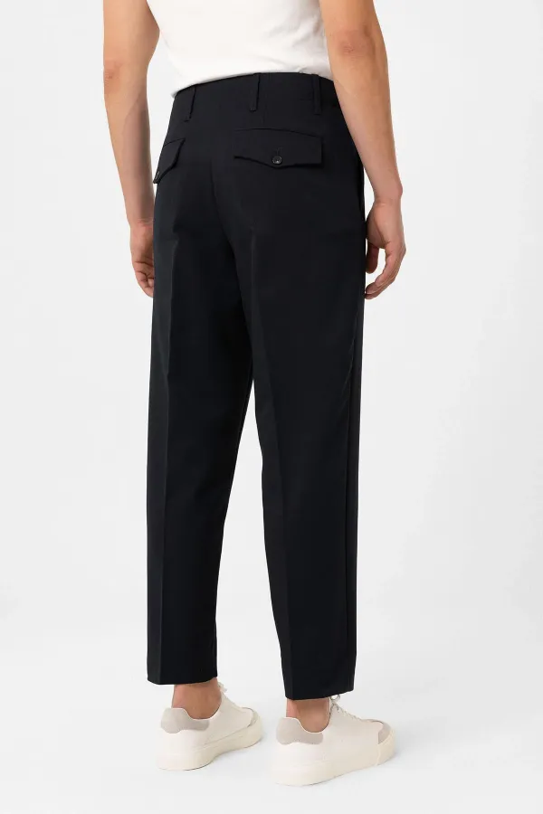 Pantalon Antioch bleu marine taille haute coupe droite pour homme