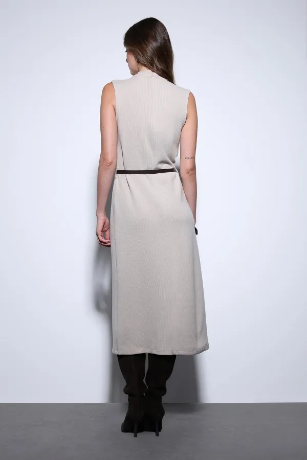 Antioch Stone Belt Detail Women's Midi Dress