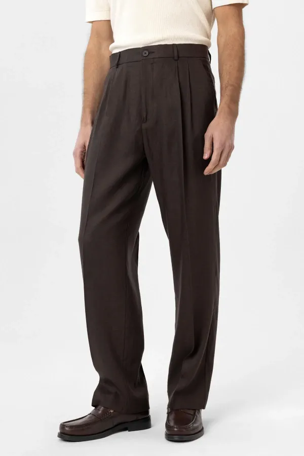 Antioch Coffee Linen Blend Men's Baggy Pants