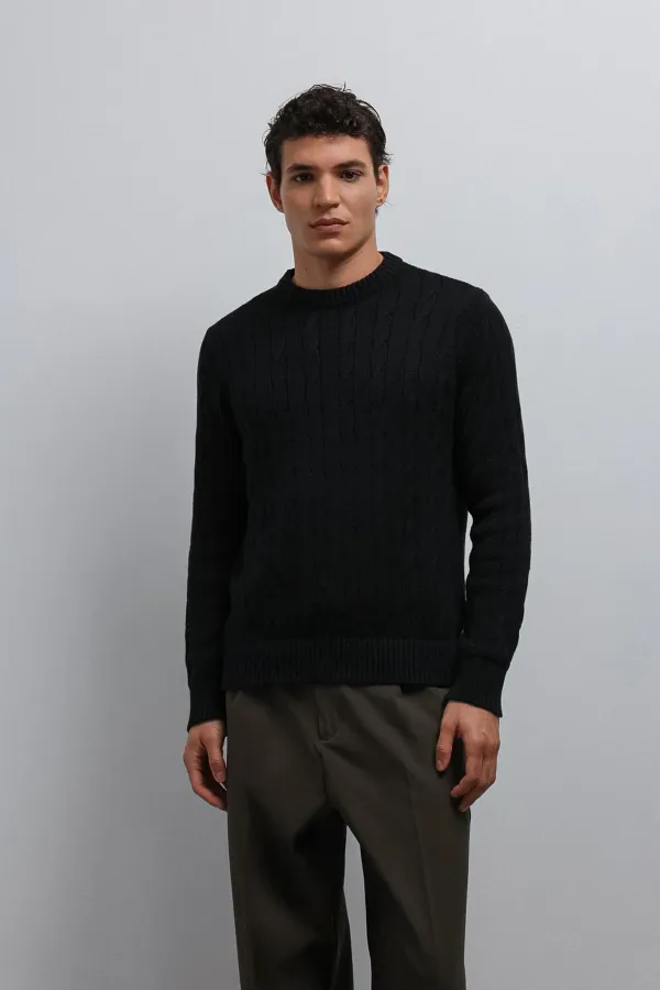 Antioch Black Textured Knit Men's Sweater