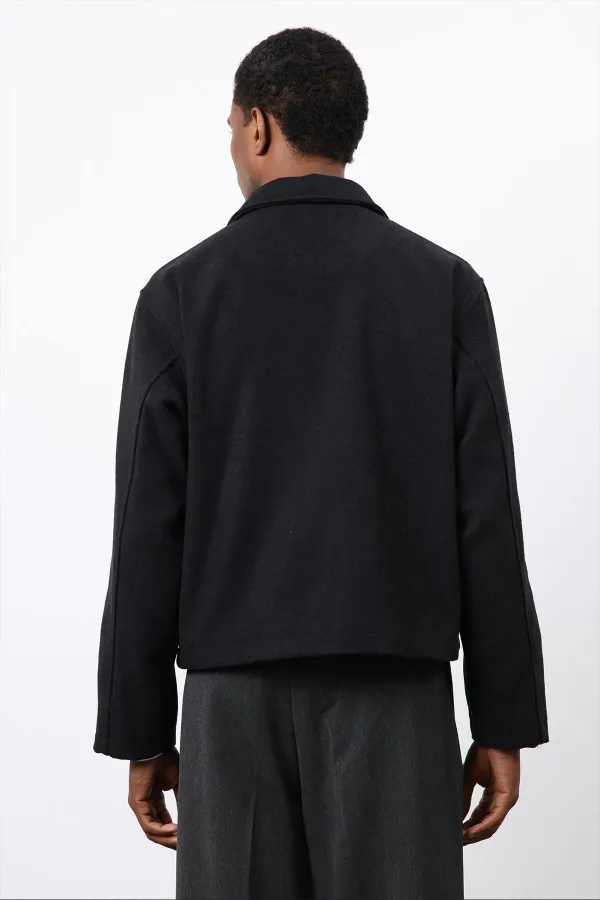 Antioch Siyah Regular Fit Dokulu Erkek Mont