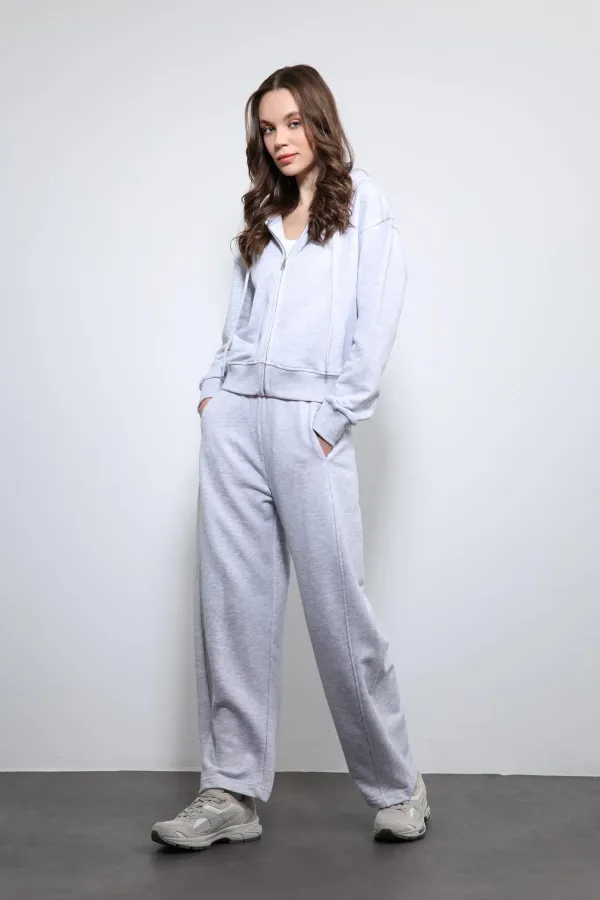 Antioch Gri Melanj Kapüşonlu Eşofman Takım