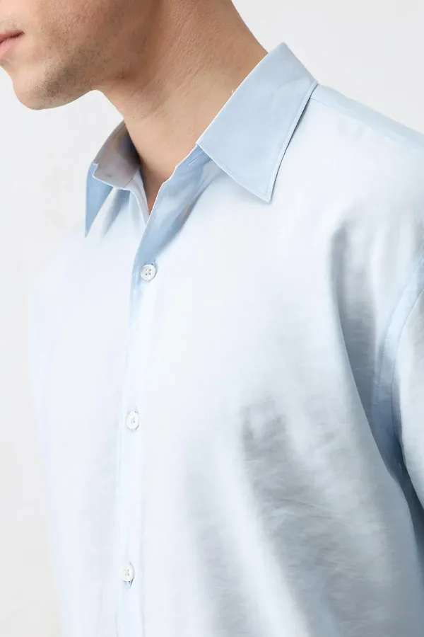 Antioch Bebe Mavi Modal Karışımlı Relax Fit Erkek Gömlek